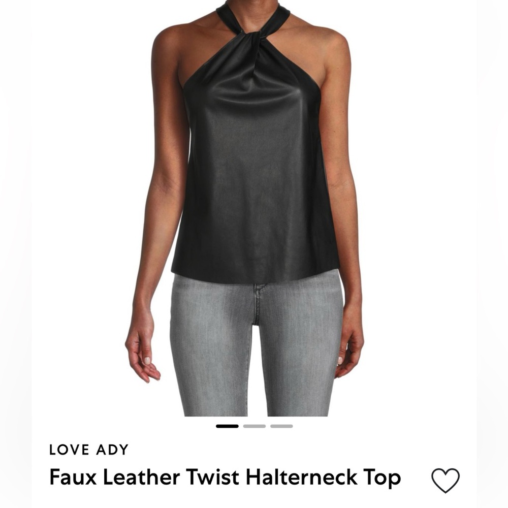 Black Faux Leather Halterneck Tank Top